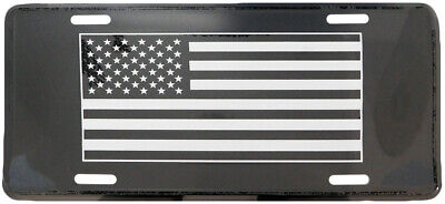 USA Flag Black Embossed 6"x12" Aluminum License Plate