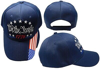 TRUMP 2024 We The People 1776 Navy Blue USA Flag On Bill Adjustable Cap Hat