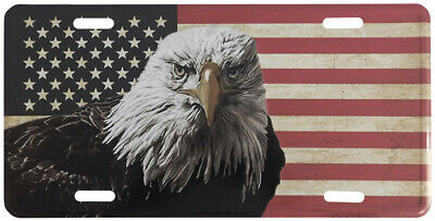 USA American Bald Eagle Vintage Tea Stained 6"x12" Aluminum License Plate