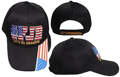 #FJB USA Let's Go Brandon Black USA Flag  Embroidered TRUMP 2024 Cap Hat