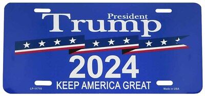 President Trump 2024 Keep America Great Blue Aluminum 6"x12" License Plate