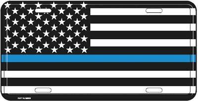 Police Policeman American Thin Blue Line License Plate Tag Made in USA (RAM)