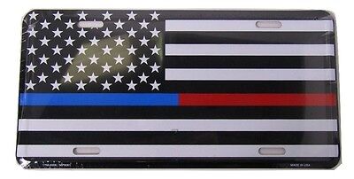 USA Police First Responder Fire Thin Red Blue Line 6"x12" License Plate Made USA