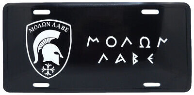 Molon Labe Black White Aluminum 6"x12" License Plate Car Tag