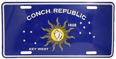 KEY WEST CONCH REPUBLIC 1828 BLUE METAL LICENSE PLATE