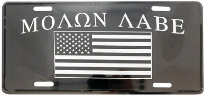 Molon Labe USA Flag Black White 6"x12" Aluminum License Plate