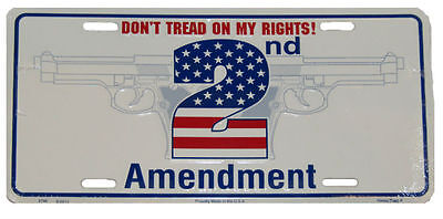 Don't Tread On My Rights! 2nd Amendment White 6"x12" License Plate Sign