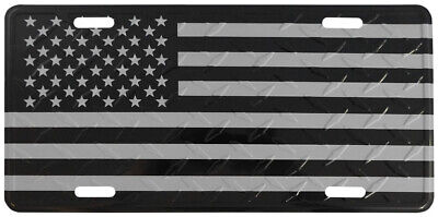 USA American Black & Silver Subdued Diamond Deck Aluminum 6"x12" License Plate