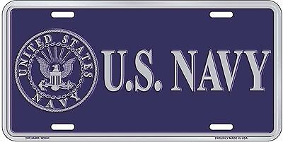 U.S. Navy Blue and Silver Emblem Seal 6"x12" Aluminum License Plate made in USA