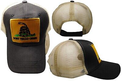 TRUMP 2024 Gadsden DTOM Patch Charcoal Grey Khaki Mesh Trucker Cotton Hat Cap