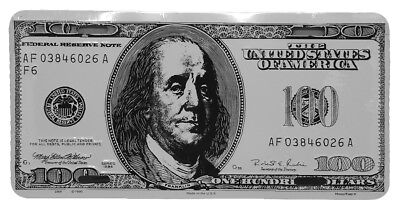 100 One Hundred Dollars Benjamins USA Money Currency 6"x12" License Plate Sign