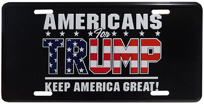 Americans For Trump 2024 Keep America Great! Black 6"x12" Aluminum License Plate