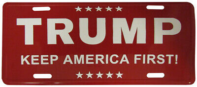 Trump Keep America First! Red 6"x12" Aluminum License Plate Made in USA