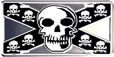 Skull and Bones Pirate 6"x12" Aluminum License Plate Tag