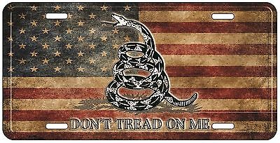 Tea Stained Distressed USA Gadsden Don't Tread On Me 6"x12" License Plate Sign