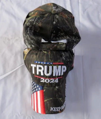 TRUMP 2024 KEEP AMERICA GREAT WOODLAND CAM0 EMBROIDERED HAT CAP