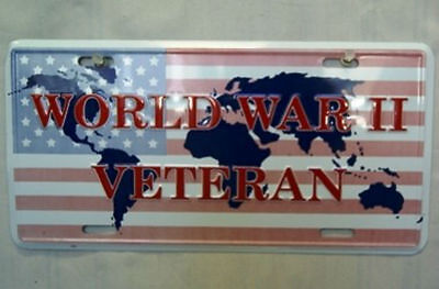 USA American World War 2 II Veteran Vet 6"x12" Aluminum License Plate Sign