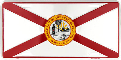 State of Florida FL Flag 6"x12" Aluminum License Plate Tag Made in USA