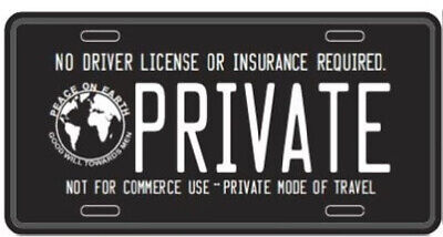 No License Or Insurance Required Private Aluminum License Plate Car Front 6"x12"