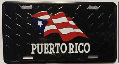 PUERTO RICO DIAMOND PLATE BLACK TACTICAL Embossed License Plate