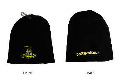 TRUMP 2024 8" Black Gadsden Don't Tread On Me On Back Beanie Cap Hat