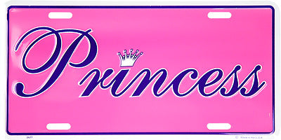 Princess Pink 6"x12" Aluminum License Plate Sign made in the usa