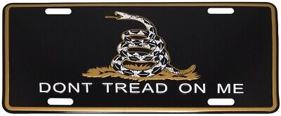 Gadsden Don't Tread On Me Black & Gold 6"x12" Aluminum License Plate