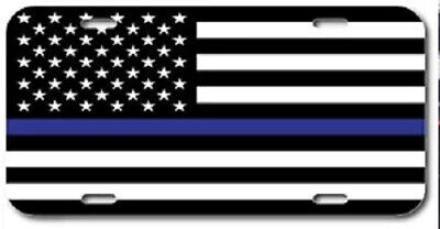 THIN BLUE LINE POLICE LIVES MATTER AMERICAN FLAG METAL NOVELTY LICENSE PLATE