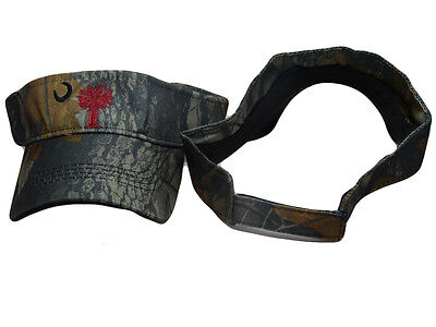 Hunter Hunting Camouflage  Camo South Carolina Palmetto Red Crimson Visor hat