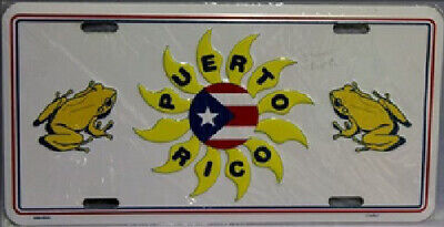 PUERTO RICO Flag FROG SUN 6"x12" Aluminum License Plate Tag