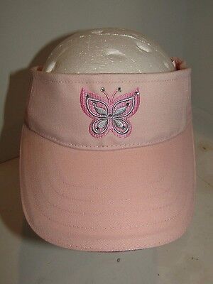 Butterfly Jeweled Embroidered Pink Visor