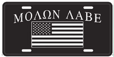 MOLON LABE USA FLAG PATRIOT TACTICAL BLACK 6"x12" Aluminum License Plate Tag