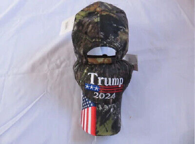 TRUMP 2024 WOODLAND CAMO PATRIOTTIC USA HAT Embroidered Donald Trump Cap