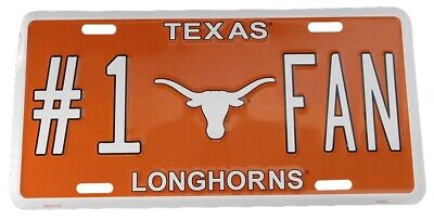 #1 Texas Longhorns Fan Orange White 6"x12" License Plate - OFFICIALLY LICENSED