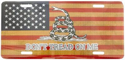 USA Gadsden Tea Stained Don't Tread On Me 6"x12" Aluminum License Plate