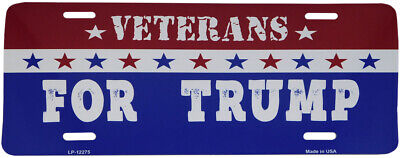 Veterans For Trump 2024 Red White Blue 6"x12" Aluminum License Plate USA Made