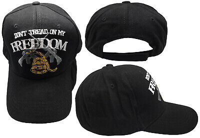 TRUMP 2024 Don't Tread On My Freedom Gadsden Crossed Rifles Black NRA Cap Hat