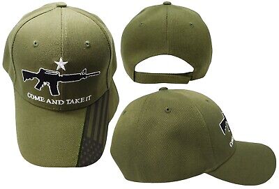 TRUMP 2024 TEXAS M-4 Come And Take It Olive USA Flag On Bill Olive Green Cap Hat