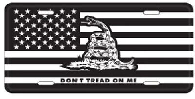 USA GADSDEN FLAG BLACK TRUMP BIDEN PROTEST TACTICAL 6x12" Aluminum License Plate