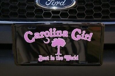 Carolina Girl Pink and Black 6"x12" Aluminum License Plate Tag