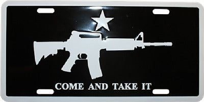 NRA Come and Take it M4 Machine Gun 6"x12" Aluminum License Plate Tag (Black)