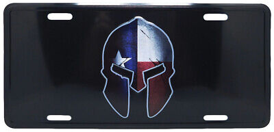 Texas Spartan Helmet Black Distressed Aluminum 6"x12" License Plate Car Tag