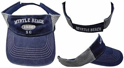 Myrtle Beach 1938 SC Dark Navy Blue Washed Cotton Embroidered Visor Cap Hat