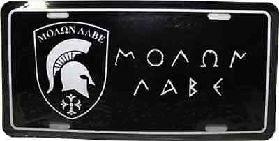 Molon Labe Black White Lettering Outline 6"x12" Aluminum License Plate Car Tag