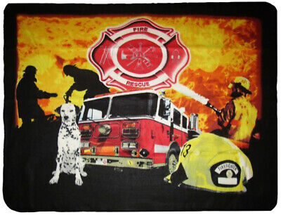 Fire Dept. Department Rescue Dog Truck Helmet 50x60 Polar Fleece Blanket Throw