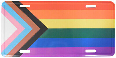 Progress Pride LBGTQ 6"x12" Aluminum License Plate Car Tag