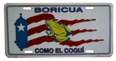 Puerto Rico Boricua Como El Corqui Flag 6"x12" Aluminum License Plate Sign