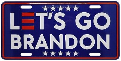 Let's Go Brandon (Red E) Blue 6"x12" Aluminum License Plate