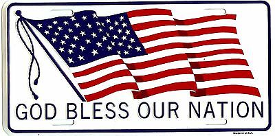 God Bless Our Nation America USA Flag 6"x12" Aluminum License Plate Tag