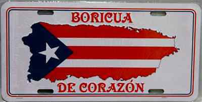 Puerto Rico Boricua De Corazon Flag 6"x12" Aluminum License Plate Sign